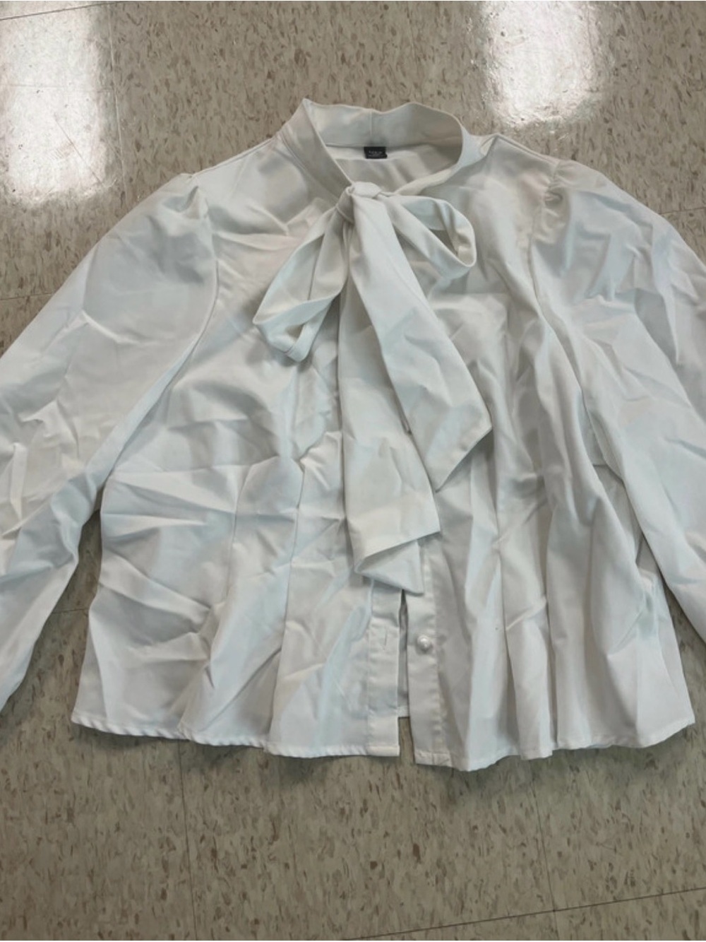 SHEIN White Tie-Neck Button Down Blouse